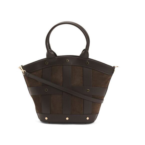 CHEVAL T Moro Made In Italy Leather And Suede Tulip Satchel